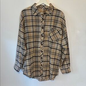 NWT Autumn Flannel Plaid Button-Up Shirt